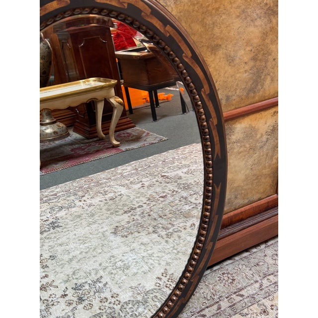 Early 21st Century Neoclassical Inlaid Burl Wood Wall Mirror For Sale - Image 5 of 12
