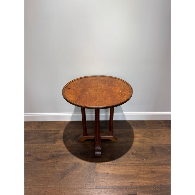 Victorian Antique Edwardian Burl Veneer Maritime Lamp Table Attributed Ocean Liner Furniture, Circa 1900 For Sale - Image 3 of 12