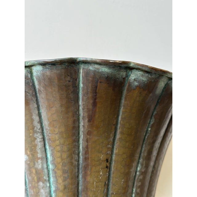 Brass Vintage Italian Egidio Casagrande Hammered Brass Wall Vessel, Circa 1950s For Sale - Image 8 of 18