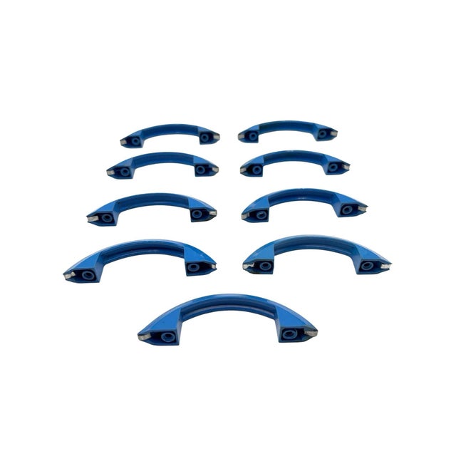 1930s Art Deco Sky Blue Catalin/Bakelite Drawer Pulls W/ Chrome Strip, Set of 9 For Sale - Image 4 of 10