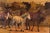 Brown Vintage Inlaid Wood Framed Painting Depicting Four Horses in a Landscape For Sale - Image 8 of 12