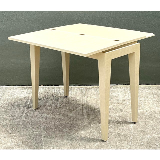 Vintage Custom Built Grasscloth Extendable Console/Game Table For Sale - Image 11 of 12