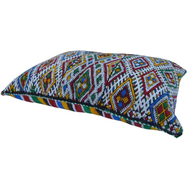 Vintage Moroccan Colorful Diamonds Wool Pillow For Sale - Image 4 of 11