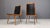 Mid century modern 'boomerang' design dining chairs with black skai upholstery. Beautiful elegant design. 1950s - Italy...