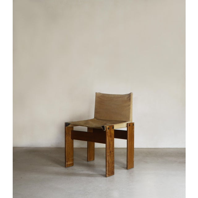 Set of 4 Monk chairs designed by Afra & Tobia Scarpa for Molteni, year 1970s. Original 'canapone' fabric and wood...