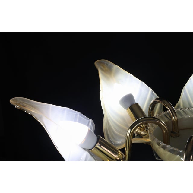 Exceptional Vintage 6-Light Gold Murano Glass Chandelier For Sale - Image 12 of 15