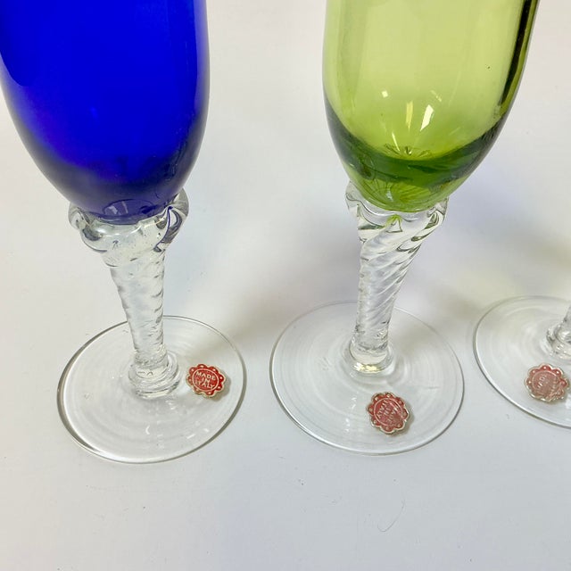 Mid 20th Century Italian Venetian Hand Blown Wine Glasses - Set of 4 For Sale - Image 4 of 10