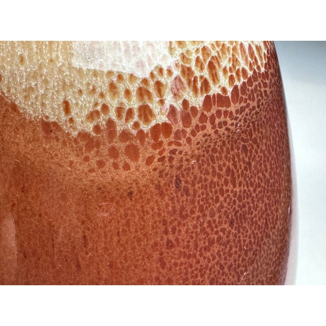 1960s Hand-Thrown Studio Ceramic Vase with Beige Flow Glaze on Reddish-Brown Glossy Glaze, Germany, 1960s For Sale - Image 5 of 15