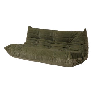 Vintage Togo Three-Seater Sofa in Pierre Frey Velvet by Michel Ducaroy for Ligne Roset For Sale