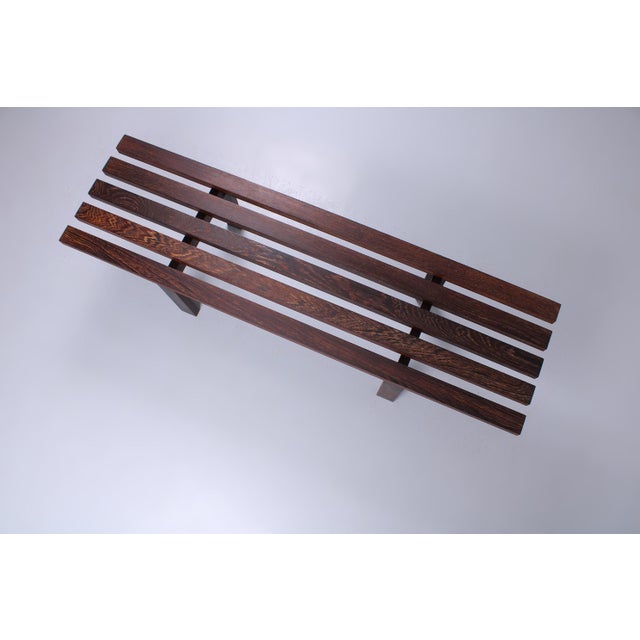 Brown Small Wenge Slatted Bench by Martin Visser for T Spectrum, 1960s For Sale - Image 8 of 18