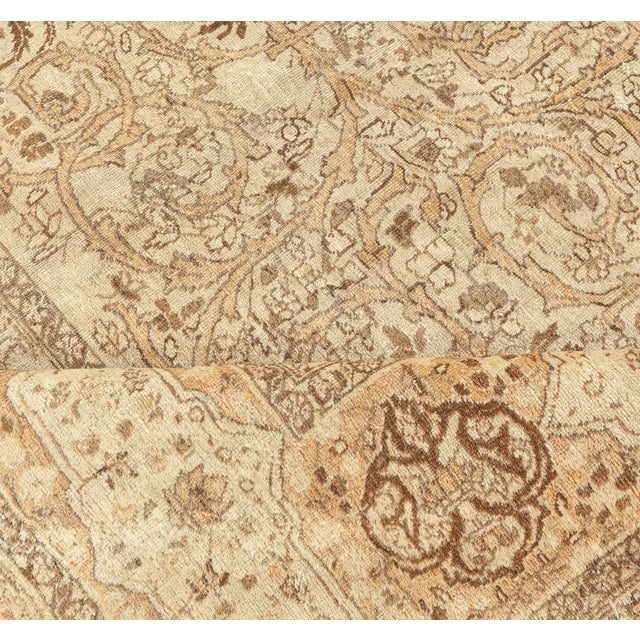 Textile Antique Persian Tabriz Botanic Handmade Wool Carpet For Sale - Image 7 of 8