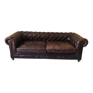 Top Grain Leather Chesterfield Sofa For Sale