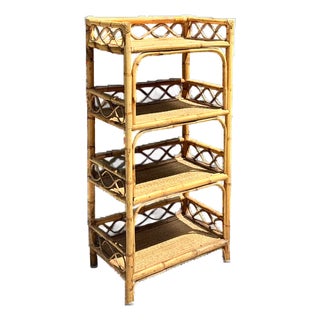 Vintage Bamboo and Rattan Etagere For Sale