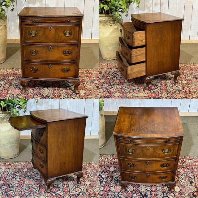 English walnut chest of drawers from the 1950s with a shelf below the top - W=55cm D=46cm H=75cm