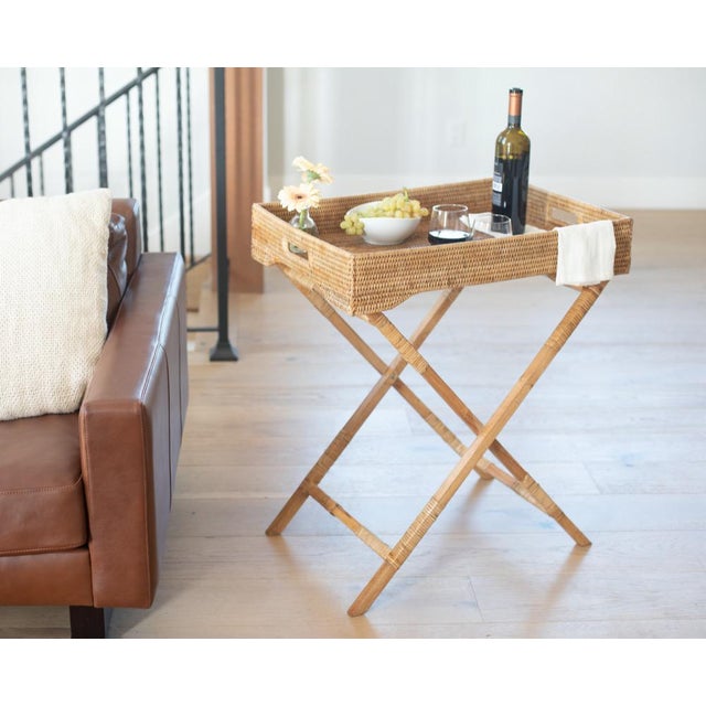 Wood Artifacts Rattan Butler Tray Table in Honey Brown - 25.5" For Sale - Image 7 of 8