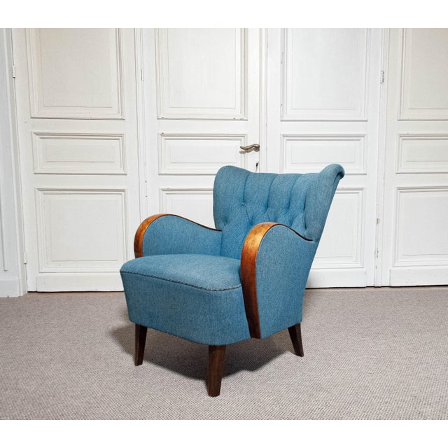 Art Nouveau Swedish Club Chair, 1940s For Sale - Image 9 of 9