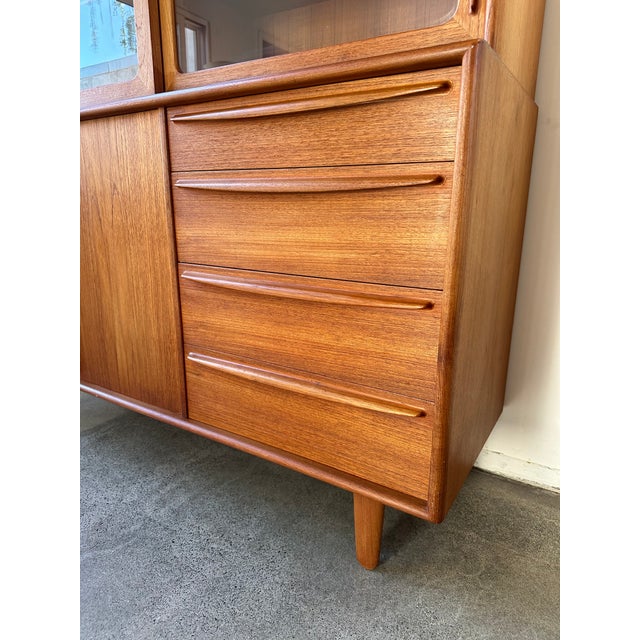 Danish modern teak wood display cabinet with full glass front, attributed to Falster of Denmark, 1960s, no maker’s mark...