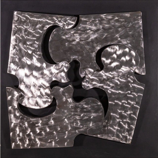 1999 Signed Curtis Jere Puzzle Piece Brushed Metal Wall Sculptures - A Pair For Sale In Detroit - Image 6 of 12