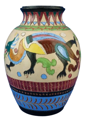 Vintage Ceramic Vase with Dragons from Dante Milanis Factory, 1940s