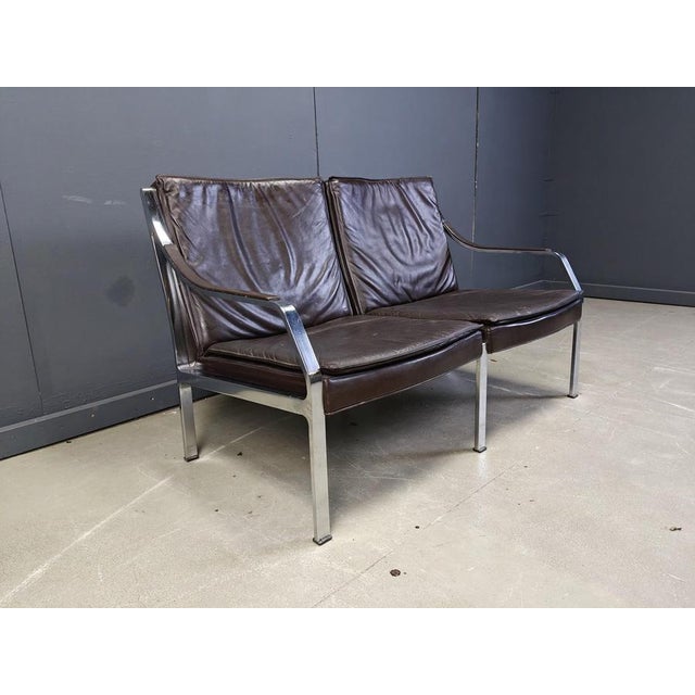 Leather Sofa attributed to Preben Fabricius and Jorgen Kastholm for Walter Knoll, 1960 For Sale - Image 6 of 10