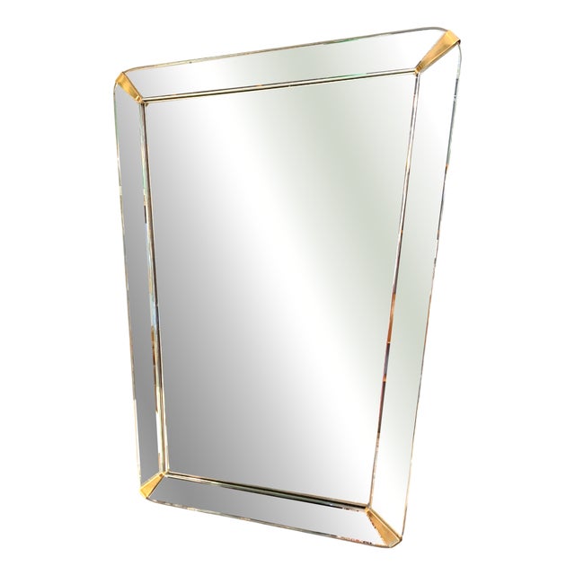 Mirror with Glass Frame and Brass Supports, Italy, 1940s For Sale