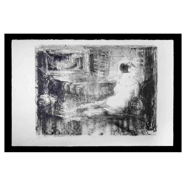 Sketch of an Interior, Original Lithograph, Mid 20th-Century For Sale