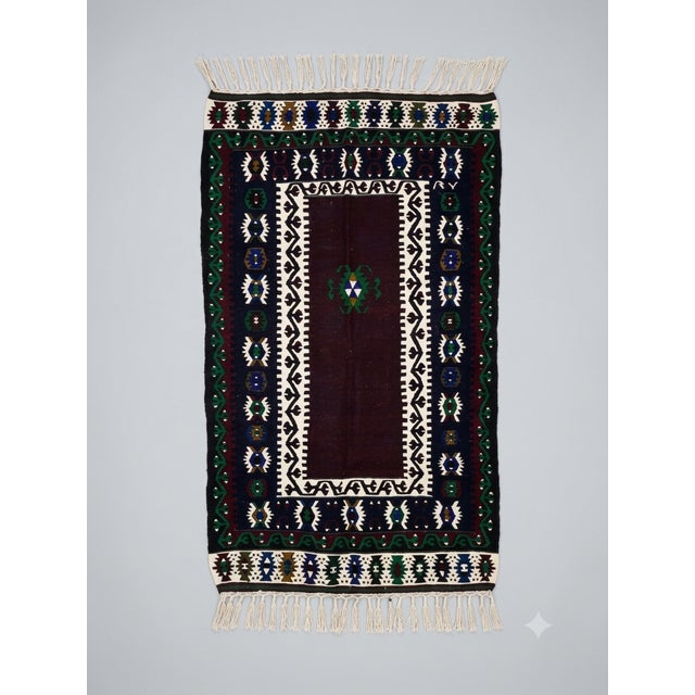 1980s Rare Vintage Anatolian Aegean Kilim Rug (1980s) – 100% Hand-Spun Wool & Pure Vegetable Dyes For Sale - Image 5 of 6