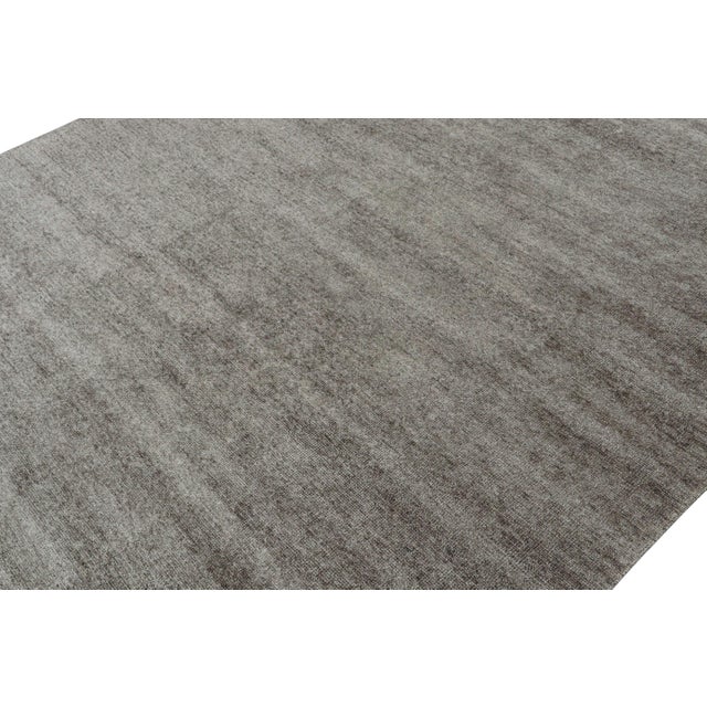 2010s 2010s Rug & Kilim’s Modern Rug in Solid Silver-Gray Tone-on-Tone Striae For Sale - Image 5 of 7