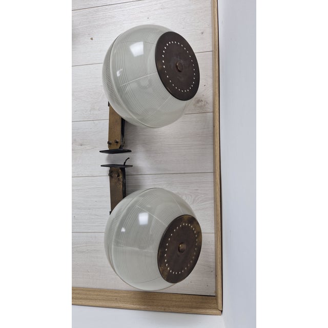 Metal Feltre Brass Wall Lamps with Fresnel Glass for Greco, 1950s, Set of 2 For Sale - Image 7 of 18