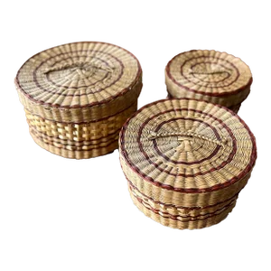 1970s Sweetgrass Nesting Baskets-Set of 3