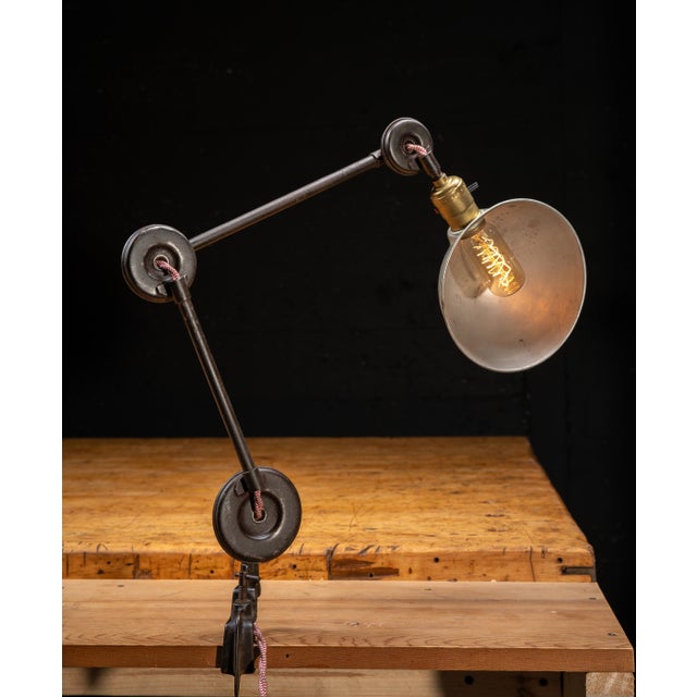 Industrial Vintage Industrial Articulating Table Mount Task Lamp For Sale - Image 3 of 9