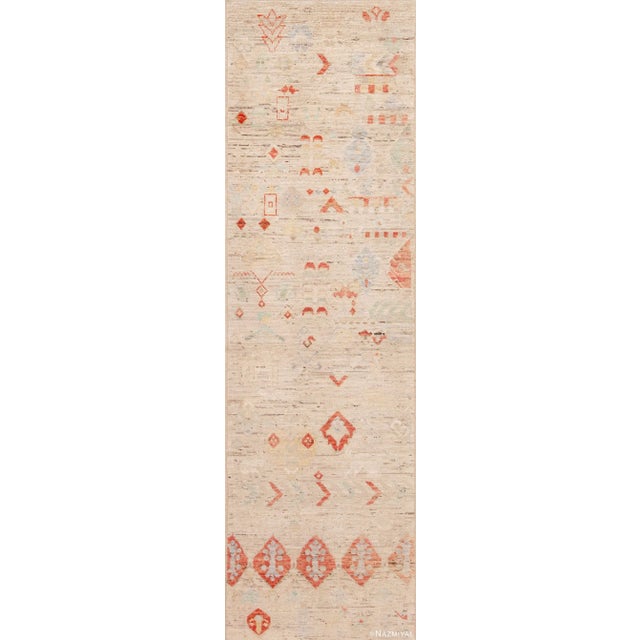 Nazmiyal Collection Rustic Tribal Geometric Contemporary Runner Rug For Sale