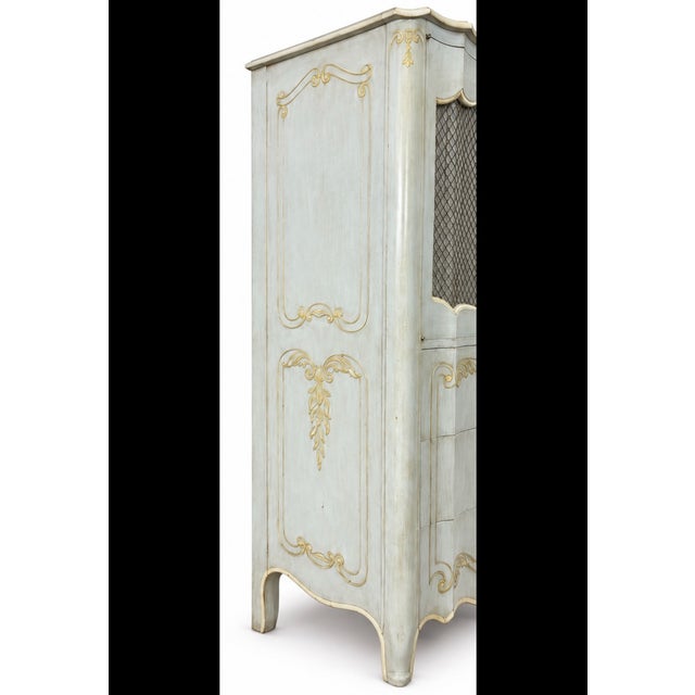 Wood French Louis XV Style John Widdicomb Tall Swedish Blue Lingerie Chest Commode For Sale - Image 7 of 8