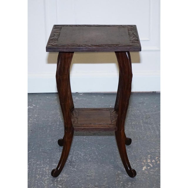 Hand Carved Occasional Side End Lamp Wine Table from Libertys London, 1950s For Sale - Image 5 of 15
