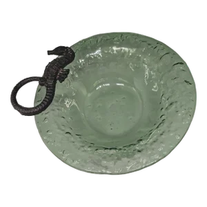 Mud Pie Pewter Sea Horse Glass Dip Bowl