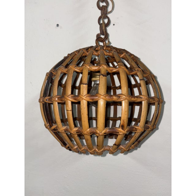 Vintage Pendant Light in Bamboo, 1920 For Sale - Image 3 of 9