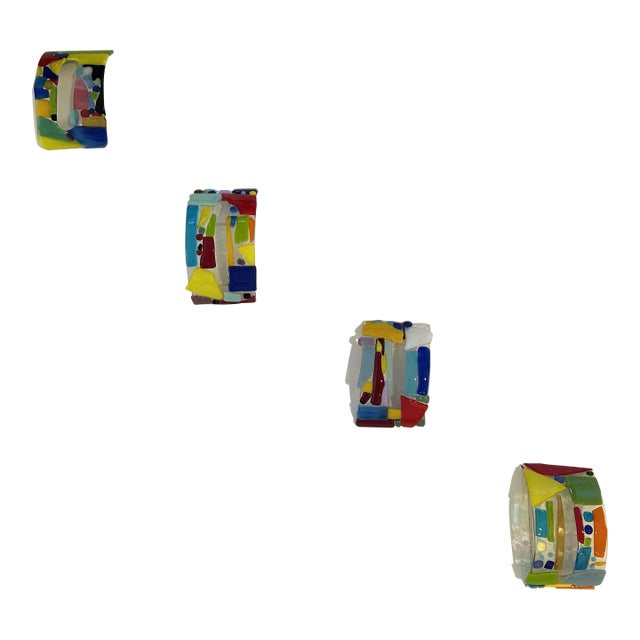 1980s Fused Art Glass Wall Objects, Set of 4 For Sale