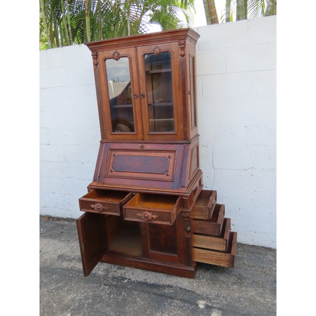 Late 1880s Victorian Eastlake Two Part Tall Secretary Desk 6372 For Sale - Image 12 of 18