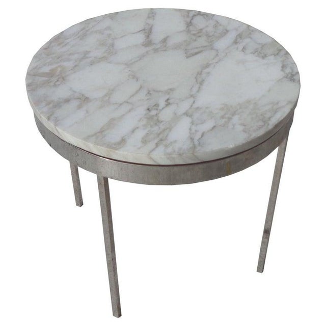 Metal 1970s Mid Century Chrome Marble Side Table in the Style of Nico Zographos For Sale - Image 7 of 7