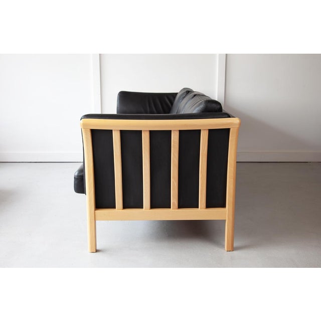 Vintage Danish Three-Seater Sofa in Black Leather, 1970s For Sale - Image 6 of 6