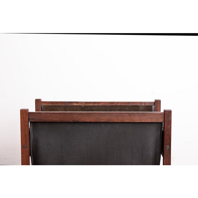 Danish Magazine Rack in Rosewood and Leather, 1960 For Sale - Image 4 of 13