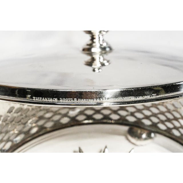 Stunning Round Antique Tiffany & Co. Sterling Silver Cut Crystal Jewelry Box Luxury Home Decor For Sale - Image 10 of 15