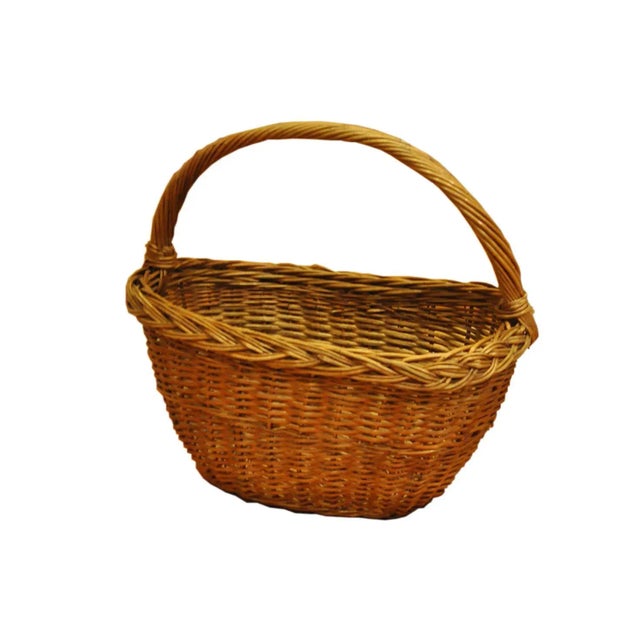 Wood Vintage Wicker Basket, 1950s For Sale - Image 7 of 8