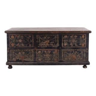 Large 19th Century Painted Chest with Floral Motifs, 1900 For Sale