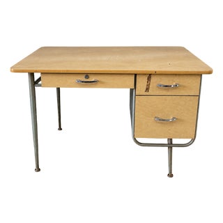 1950s Attributed to Raymond Loewy for Brunswick Industrial Metal Writing Desk For Sale