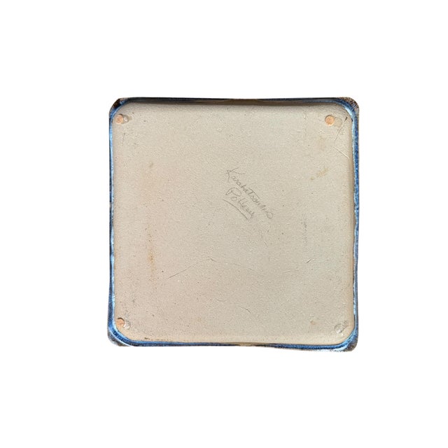 Offering from my personal Studio Pottery 1990's Collection this square ceramic platter is a signature "Bristoleaf" style...