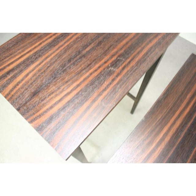 Wood Mid-Century Modern Macassar Veneer Nesting Tables, 1950s, Set of 3 For Sale - Image 7 of 13