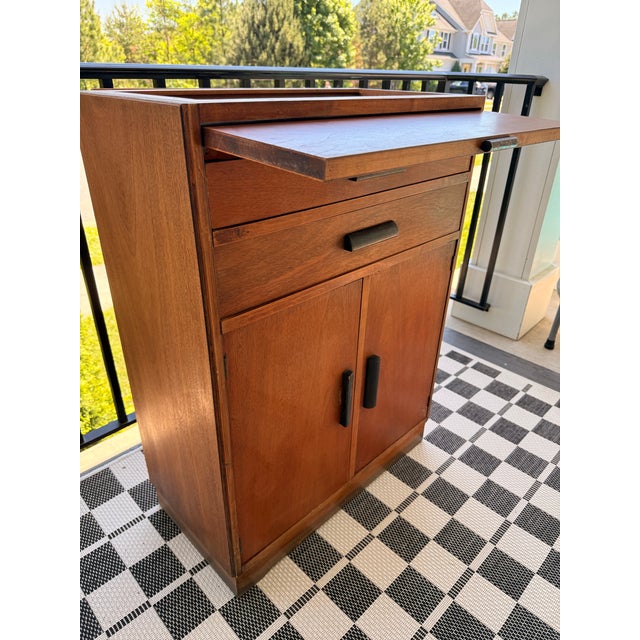 Mid-Century Modern Mid-Century Modern Tambour Top Ophthalmic Medical Cabinet in Oak For Sale - Image 3 of 8