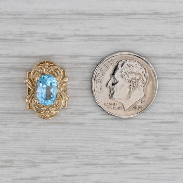 1.60ct Blue Topaz Slide Bracelet Charm 14k Yellow Gold Vintage Richard Klein For Sale - Image 4 of 4