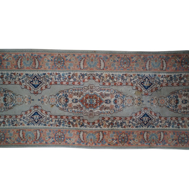 Traditional Vintage Hand Knotted Wool Geometric Curvilinear Medallion Rug Runner 3' X 10' For Sale - Image 3 of 14